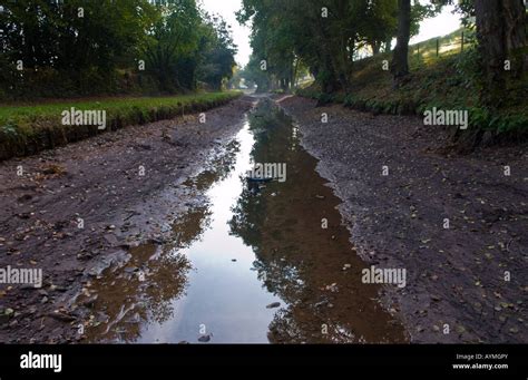 Canal emptied after devastating breach in canal bank at Gilwern Monmouthshire South Wales Wales ...