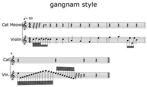 gangnam style - Sheet music for Cat Meows, Violin