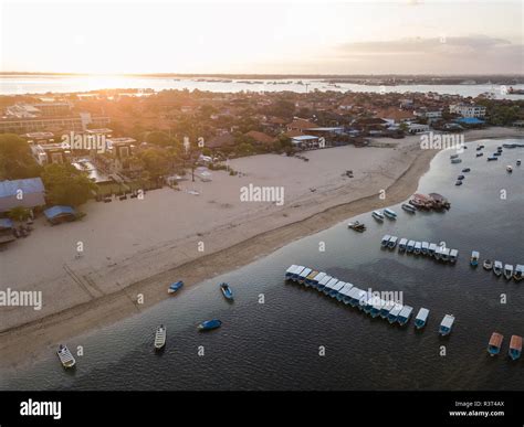 Indonesia, Bali, Aerial view of Benoa beach at sunset Stock Photo - Alamy