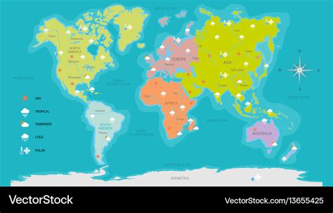 World map weather Royalty Free Vector Image - VectorStock