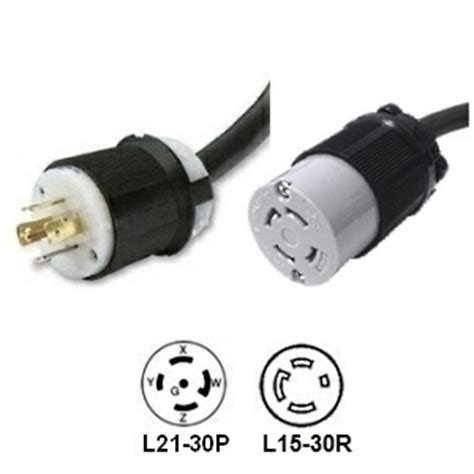 L21-30P to L15-30R Power Cord | 1 Foot, 30 Amp, 208V Power Cable