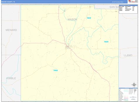 Mason County, TX Zip Code Wall Map Basic Style by MarketMAPS - MapSales