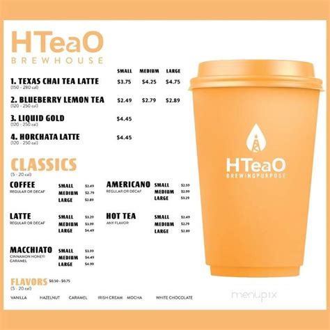 Online Menu of HTeaO, Georgetown, TX