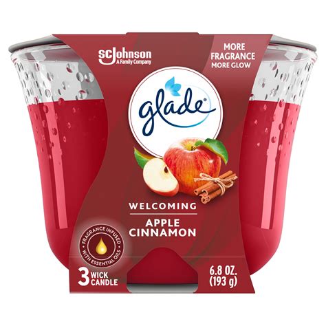 Glade 3-Wick Candle 1 CT, Apple Cinnamon, 6.8 OZ. Total, Air Freshener ...