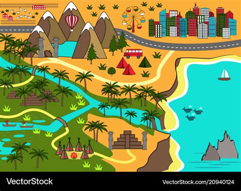 Travel Map Cartoon