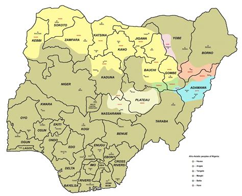 Map of nigeria with 36 states and capitals - Map of nigeria showing the 36 states and their ...