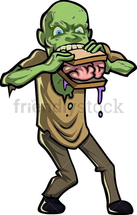 Zombie Eating Brains Sandwich Cartoon Clipart Vector - FriendlyStock