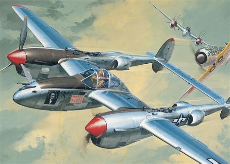 P-38J Lightning 'Marge' (Jack Leynnwood, Revell box art) | Wwii fighter planes, Aviation art ...