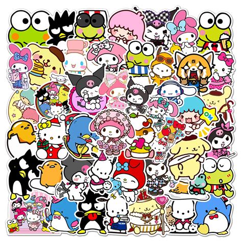 Buy Cute Sanri Cartoon Stickers for Kids Water Bottle, 50pcs Kawaii ...