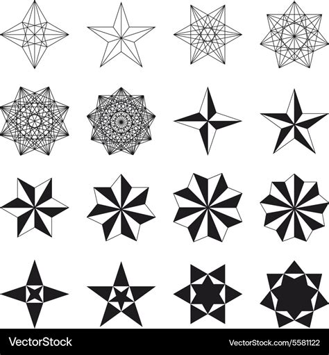 Set of stars geometric shapes Royalty Free Vector Image