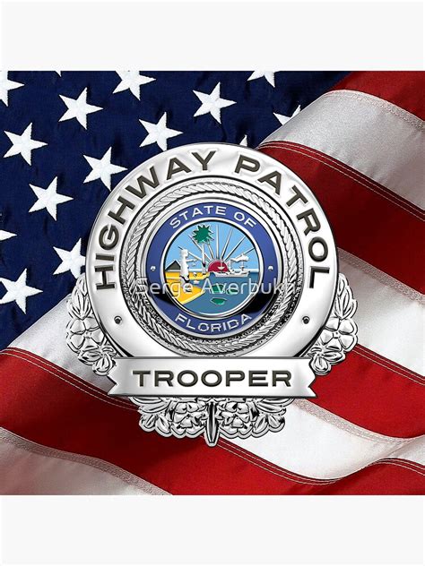 "Florida Highway Patrol - FHP Trooper Badge over American Flag" Sticker ...