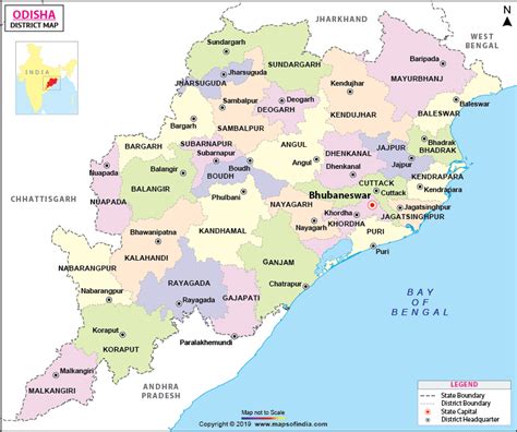 Odisha District Map, List of Districts in Orissa