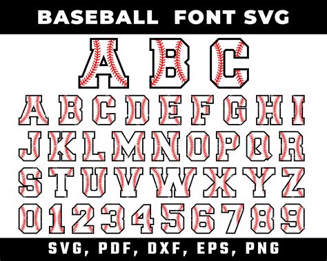 Baseball Font Svg Baseball Alphabet With Stitches Baseball - Etsy