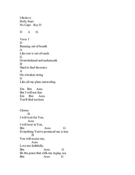 I Believe Chords PDF (Holly Starr) - PraiseCharts