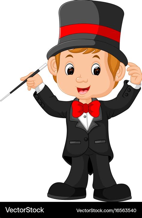 Boy magician cartoon Royalty Free Vector Image