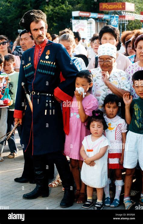 A Kalmyk family of several generations Kalmyks a Buddhist people live ...