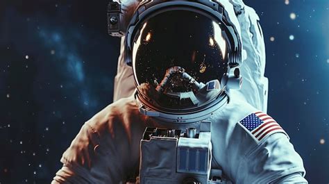 Premium Photo | Closeup portrait of an astronaut in a helmet in outer space