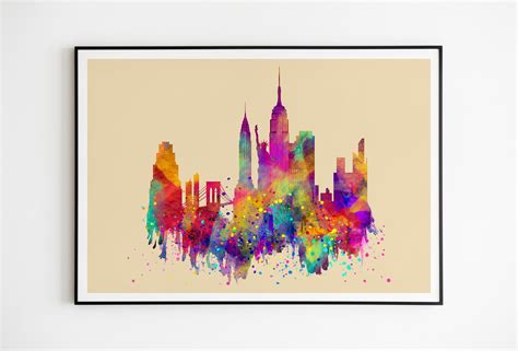 New York City Paint Drip poster, contemporary illustration art print ...