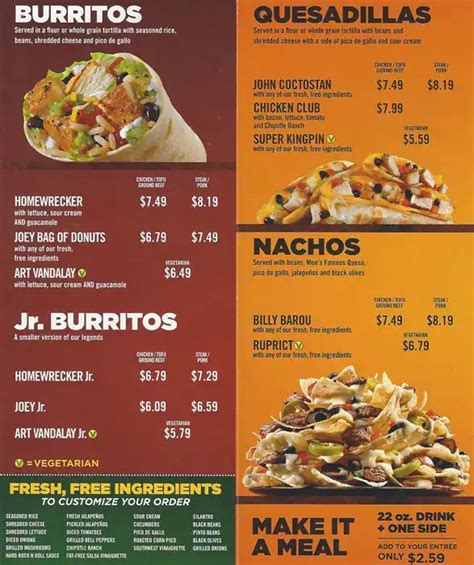 Moe's Southwest Grill Menu - Urbanspoon/Zomato