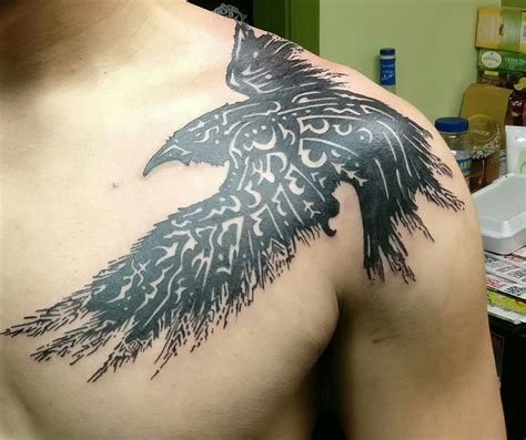 Pin by Meg Wings on ink | Mens shoulder tattoo, Raven tattoo, Viking ...