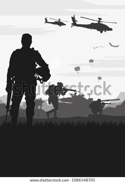 Military Vector Illustration Army Background Soldiers Stock Vector (Royalty Free) 1086548705 ...