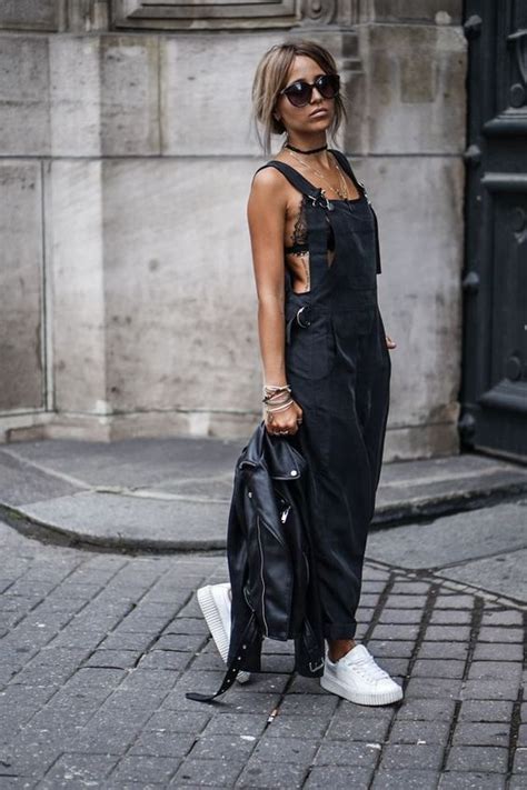 Black outfit ideas with trousers, jeans, cute overalls, casual jumpsuit ...