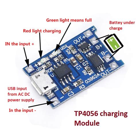 TP4056 li-ion 3.7v battery 18650 Charging Module Detail, Pinout and ...