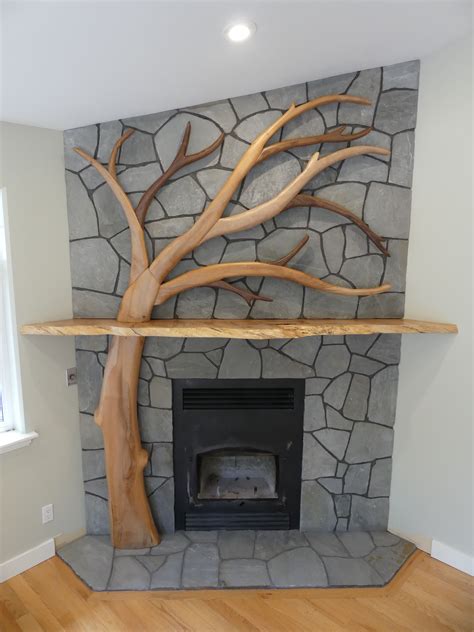 A tree can be....tree art installation and mantel by Live Edge Design www.liveedge.com | Custom ...