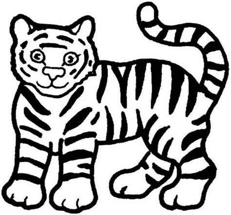 Cute Cartoon Tiger Drawing | Coloring Pages