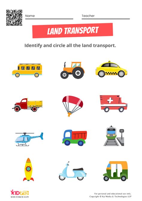 Free Transportation Worksheets for Preschoolers - Kidpid