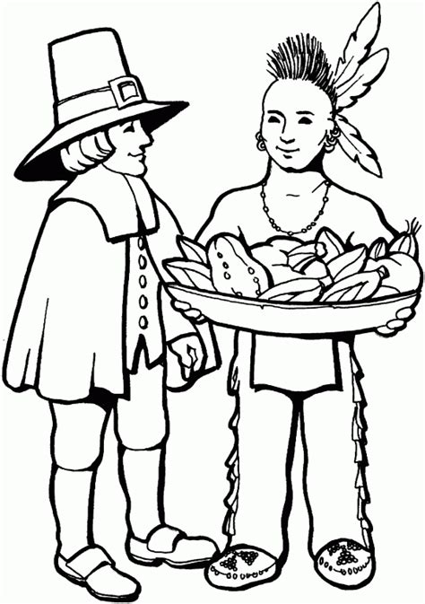 Pilgrim & Native American Free Thanksgiving Coloring Pages, Turkey ...