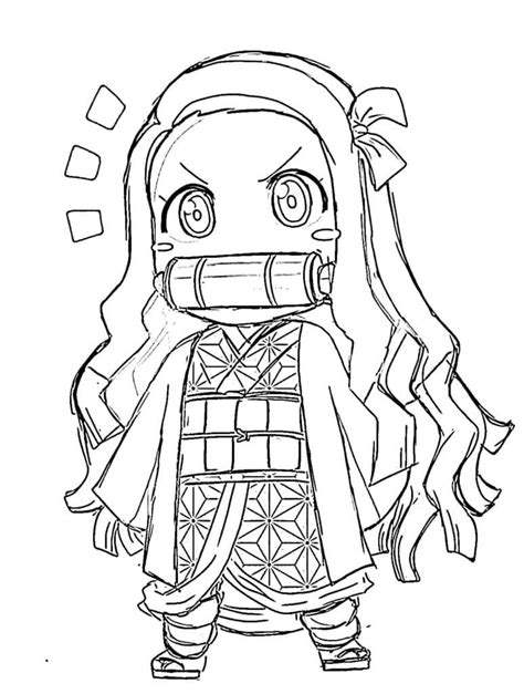 Cute Chibi Nezuko coloring page - Download, Print or Color Online for Free