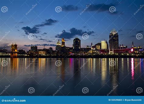 Cincinnati Skyline editorial stock photo. Image of sunset - 55539683