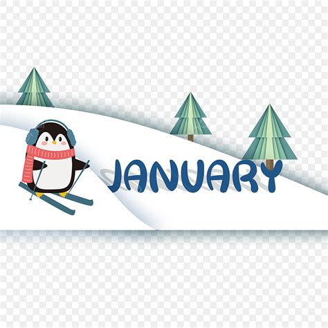 Cute January Clipart Transparent Background, January Clipart Cute Style Penguin, January Clipart ...