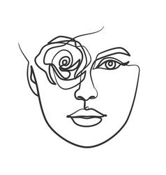 Continuous line drawing of woman face woman face Vector Image