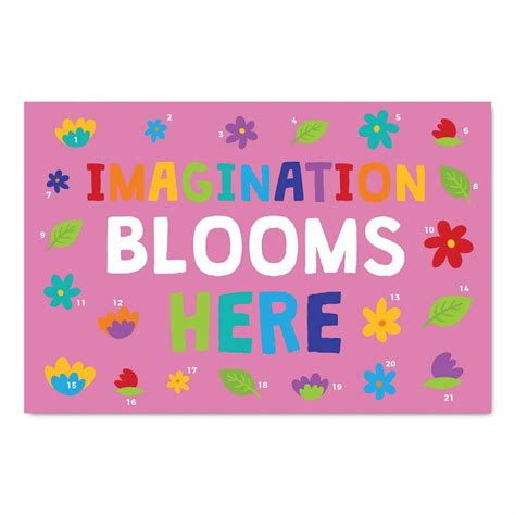 a pink poster with flowers and words on it