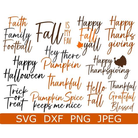 Fall Handwritten Word Art SVG Thanksgiving SVG Digital - Etsy