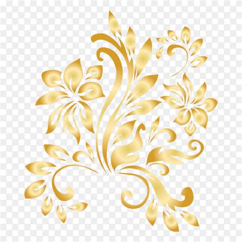 Beautiful gold floral design on transparent background PNG - Similar PNG