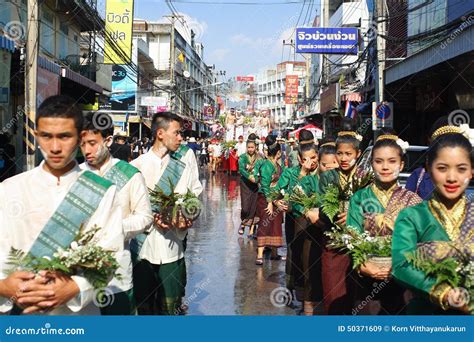 LAMPANG, THAILAND - 13 APRIL 2011: Salung Luang Procession and Songkran Festival in Lampang ...