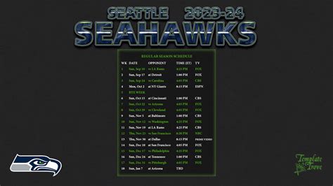 2023-2024 Seattle Seahawks Wallpaper Schedule