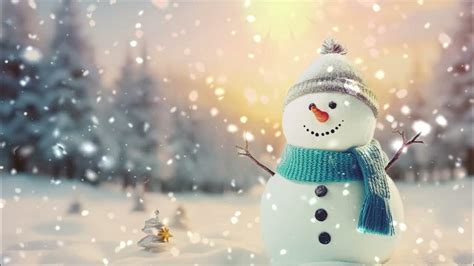 Frosty the Snowman Sunset Winter Wonderland Snowing 4K Background Motion Loop Screensaver Video ...