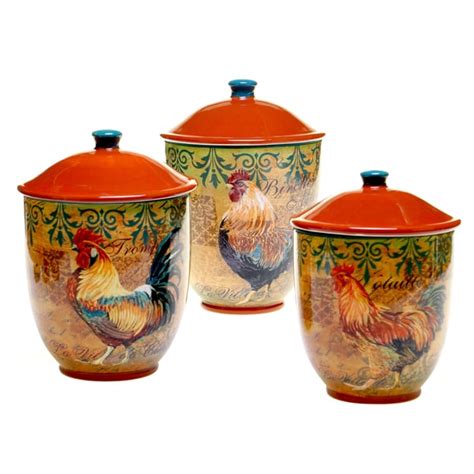 Shop Rustic Rooster Canister (3-piece Set) - Free Shipping Today - Overstock.com - 9931364