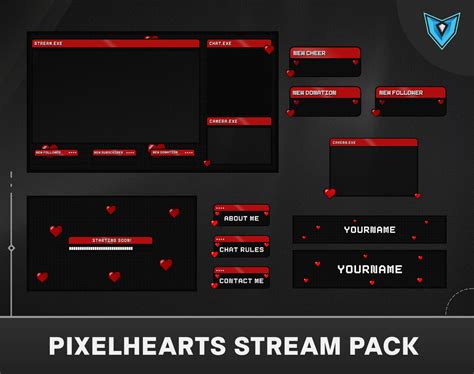 Red and Black Twitch Overlay Pixel, Red Stream Layout, Twitch Overlay Package, Vtuber Overlay ...