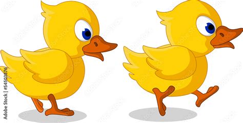 cute two little duck cartoon walking Stock Vector | Adobe Stock