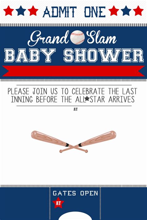 Baseball themed Invitation Template Free Luxury Baseball themed Baby… | Baseball baby shower ...