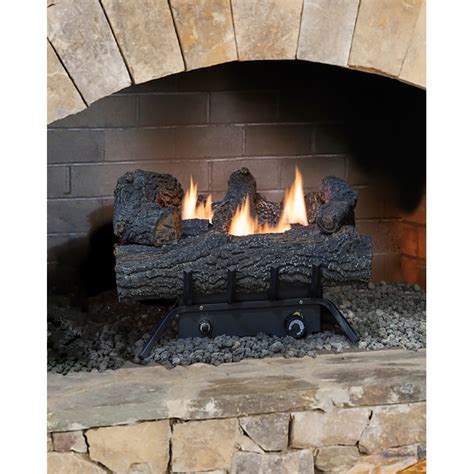 allen + roth 19.75-in 30000-BTU Dual Vent-free Gas Fireplace Logs with Thermostat in the Gas ...