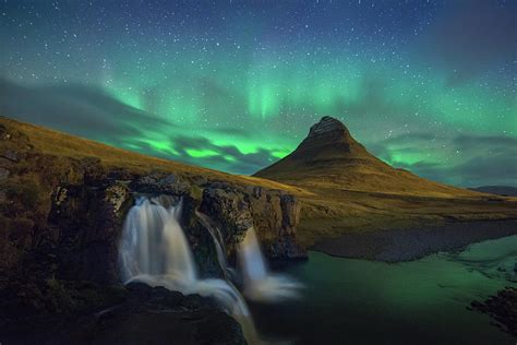 Kirkjufell Night Landscape With by Coolbiere Photograph