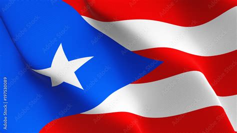 Puerto Rico US State flag waving loop. United States of America Puerto Rico flag blowing on wind ...