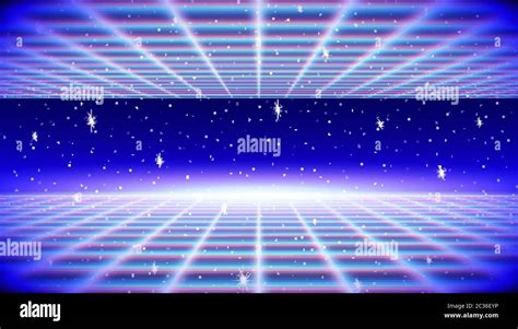 Retro neon background with 80s styled laser grid and stars Stock Vector ...