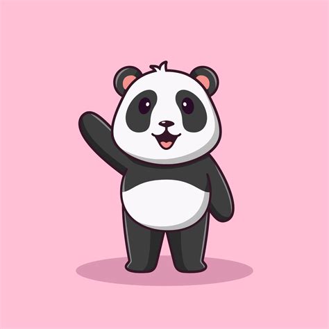 Cute cartoon panda waving hand, vector cartoon illustration, cartoon clipart 7404898 Vector Art ...